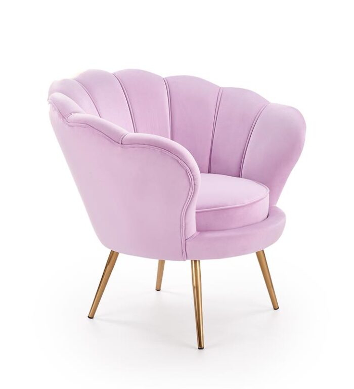 AMORINO fotel wypoczynkowy fioletowy, nogi – złote